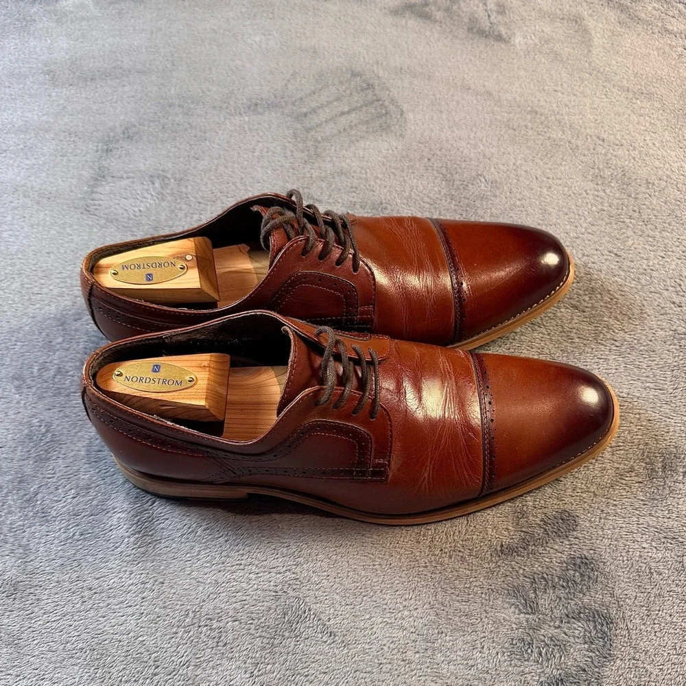Stacy Adams Dickinson Cap Toe Oxfords in Cognac Brown Leather